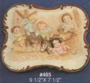 A485-Angels in Barn Nativity Plate 25 x 19cm