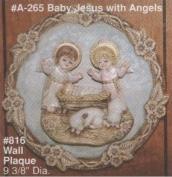 AA265-Baby Jesus with Angel Wall Plaque 15H x 14cmW