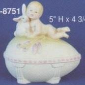 AHC8751-Egg Box with Baby & Bunny 13Hx10cmL
