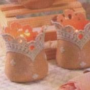 D1124- 2 Fluted Lace Applique Candle Cups 10cmH(No Holes)