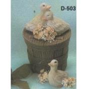 D525 -Round Wooden Basket Box 10cmW (Ducks not included)