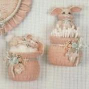 D652- 2 Bunny Wall Pockets 14cm