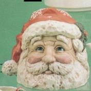 DM1732 -Wood-Carved Santa Cookie Jar with Lid 23cmW