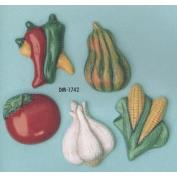 DM1742 -Chilli, Marrow, Mealie, Garlic, Tomato Vegetable Magnets 5cm
