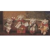 K1277- 4 Christmas Bear Ornaments 8cm