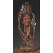 K2284-Wood Carved Indian Brave 39cm