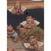 K2682ST - 3 Angel Bear Head & Wings Ornaments 5cm