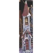 K2875B-Oak Knob Village Church with Acessories Cut Out Windows 37cm