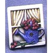 R868A-4 Garden Palques with Flowers and Watering Cans 5 x 5.5cm