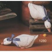 S1280- 2 Small Shelf Ducks Heads Down 14cm