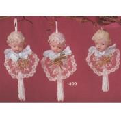 S1499 - 3 Medium Cherubs Face with Wings Hanging Ornaments 6cm