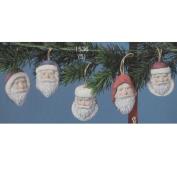 S1536- 5 Traditional Santa Hanging Heads 6cm