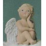 S1756B-Cherub with Knees Up with Hand on Chin 17cm