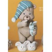 S1817-Standing Bear with Bunny Slippers & Night Cap 23cm
