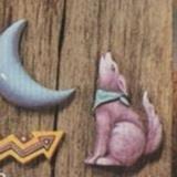 S1843 -4 Southwest Magnets Wolf. Cactus, Moon & Flash 8cm