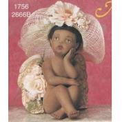 S2666C-Black Cherub with Knees Up with Hand on Chin 16cm