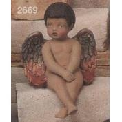 S2669-Black Shelf Sitter Cherub 18cm