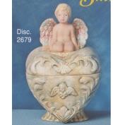 S2679-Scrolled Heart Cherub Box 18cm