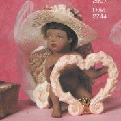 S2907D-Medium Black Cherub Arms Out Holding Heart Picture Frame 18cm