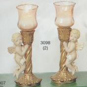 S3098 - 2 Spiral Cherub Candle Holders 17cmH