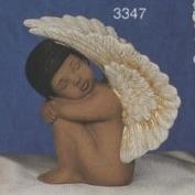 S3347-Black Cherub with Uplifted Wings Facing Left 15cm