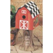 S3479B-Barn Birdhouse with Stump Base S3493 -34cmT