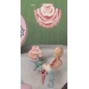 S416ST-Large Top Shell PlusSet of 6 Sea Shells and Seahorse No Holes