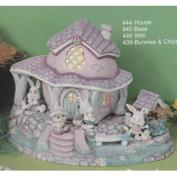 S445ST- Bunny House with Cut out Windows Base & Wishing Well 17cmH (Excludes Little Bunnies)