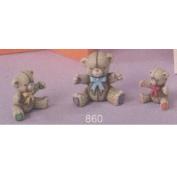 S860 - 3 Small Sitting Teddy Bears 4, 6 & 7cm