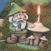 TL564-Gnome with Mushrooms 18cm (No candle hole)