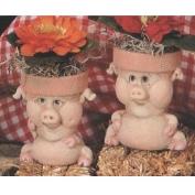 TL722- 2 Small Piggy Pots 9cm