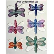 R956-6 Dragonflies 2x Tiny 4.5 x 3.75cm, 2x Small 5.5x4.5  and 2x Medium 6x5cm