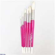 PINKHOG-SET-6 Scioto Pink Handle Hog Round Bristle Set of 6 Brushes