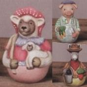 S2395 -3 Roly Polys Pig, Lamb & Donkey Hanging Ornaments 10cm