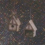 D1466 -2 Hanging Birch Bark Birdhouse Ornaments 10cm