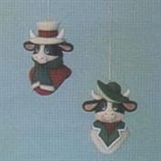 D1231 -2 Victorian Cow Hanging Ornaments 7.5cm