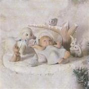 D942 -Tree 13cm, Lamb 10cm, Bunny Pair 8cm, Squirrel 7cm, Bird 4cm with D929 Baby Jesus