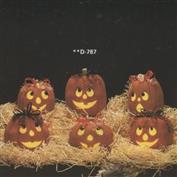 D787 -6 Jack o Lanterns No Cut Outs 10cm