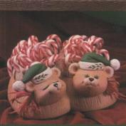 D1702 -2 Christmas Bear Heads on D1638 Fuzzy Slipper Basket 21cmW