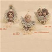 DM1250 -3 Assorted Victorian Angel Heads with Wings Hanging Ornaments 7.5cm Wide