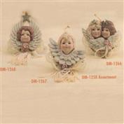 DM1250 -3 Victorian Angel Heads with Wings Hanging Ornaments 7.5cm Wide