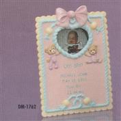 DM1762 -Bear Birth Record Picture Frame 20cm Tall