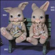 S966 -2 Baby Bunnies & Basket 8cm (Shown on bunnies laps)