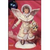 S1930 -Victorian Angel in Coat with Basket 25cm Tall