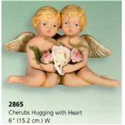 S2865 -Cherubs Hugging with Heart 16cm H