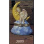 S3689 -Cherub on Moon Ring Box 12cm High