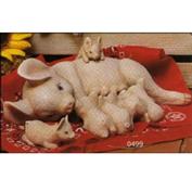 S499 -Lying Pig Nursing Piglet 28cm Long