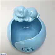 YARN0039-Turquoise Puppy Large Round Yarn Bowl 16cm Diameter x 11.5cm High