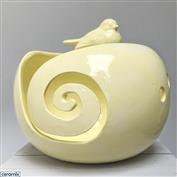 YARN0042-Yellow Birdie Large Round Yarn Bowl 16cm Diameter x 11.5cm High