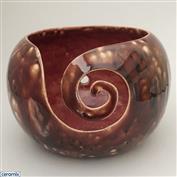 YARN0066-Tuskan Brown Large Round Yarn Bowl 16cm Diameter x 11.5cm High